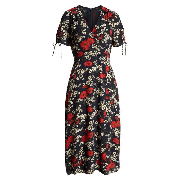 Madewell Daisy Floral Dress 10 Midi Wrap Look NEW - Picture 4 of 9